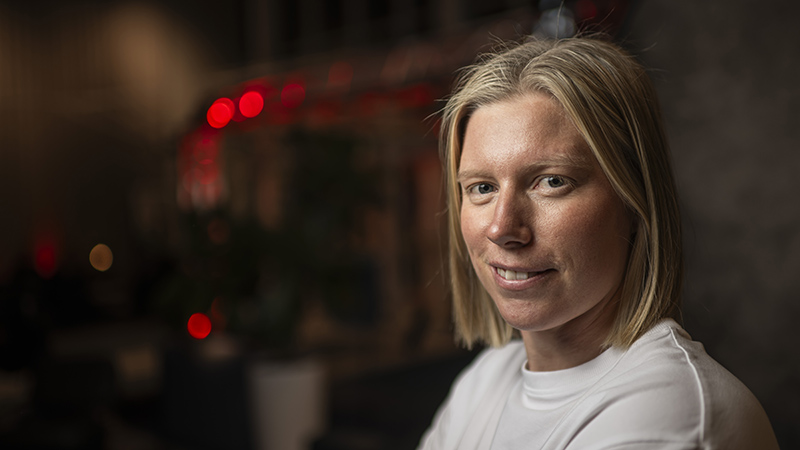 Sandra Näslund under SSFs mediaupptakt i oktober 2025. Foto: Bildbyrån